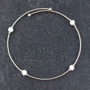 Memory Wire White Cat's Eye Bracelet | Sterling Silver 925 | 8"